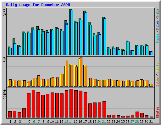 Daily usage for December 2025